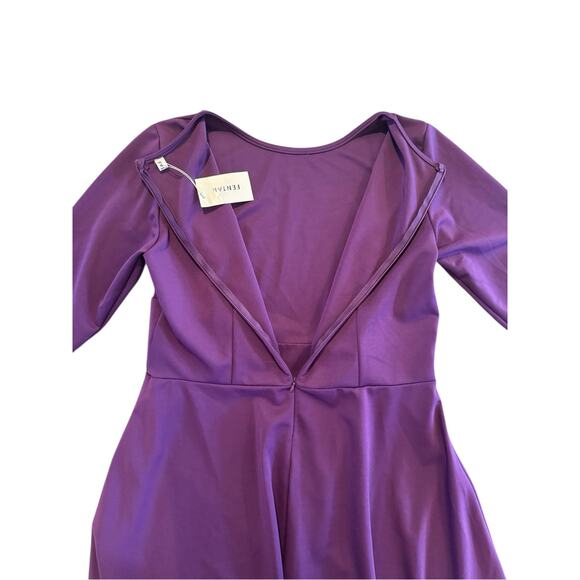FENTAR Purple Fit & Flare Tie Waist Dress XL • 3/4 Sleeve • Party/Cocktail • NWT - Picture 7 of 10
